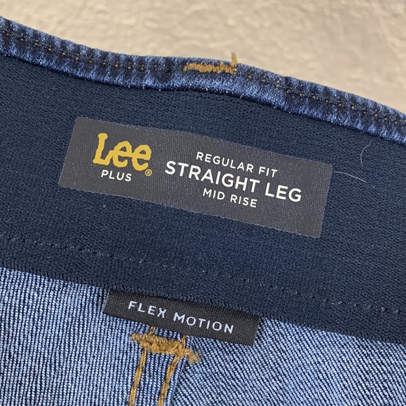 Lee Plus Denim Jeans Pants Blue Straight Leg Mid Rise Flex Motion 22W Me… - Picture 11 of 14